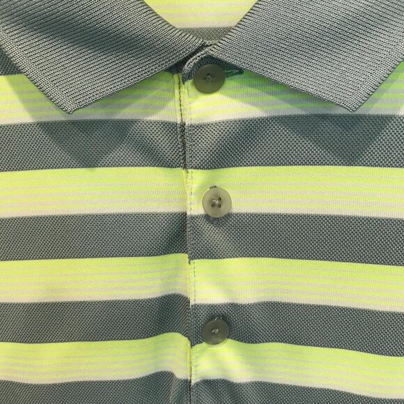 Nike Dri-Fit  Men's 3-Button Striped Golf Polo Shirt Size XXL in Gray and Neon - Picture 8 of 15